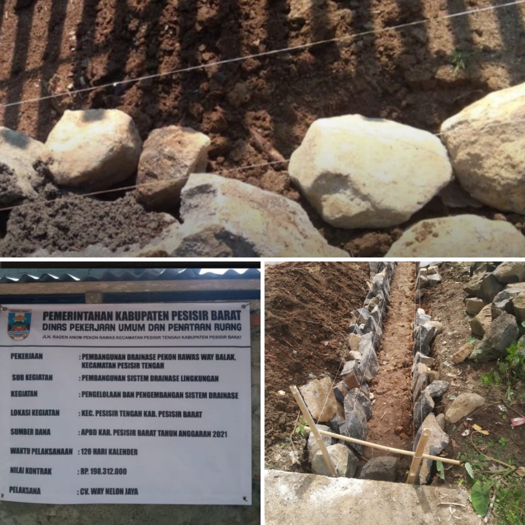 Proyek Pembangunan Drainase Way Balak Pekon Rawas, Menuai Pertanyaan Warga